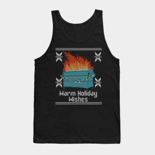 Ugly Christmas Sweater Design Dumpster Fire - Warm Holiday Wishes Tank Top